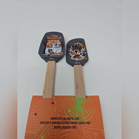 Disney Mickey Mouse Silicone Spatula & SPOON SET halloween 2 PACK HARD TO FIND - Picture 2 of 3